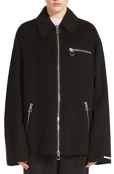 Sportmax Virgin Wool Zip Jacket In Black