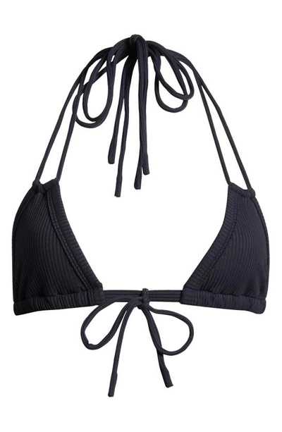 Montce Euro Rib Bikini Top In Black Rib