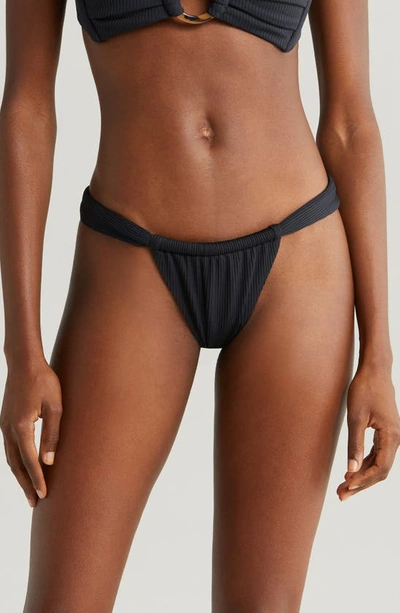 Montce Sandra Rib Bikini Bottoms In Black Rib