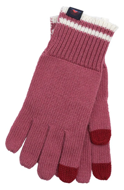 Faherty Retro Stripe Gloves In Rose