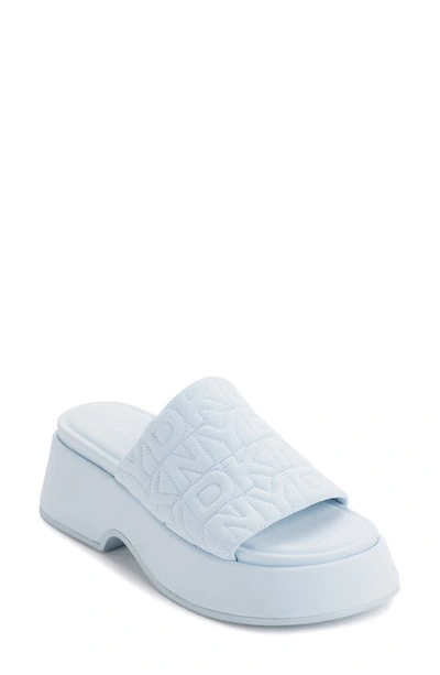 Dkny Logo Quilt Platform Sandal In Ice Blue