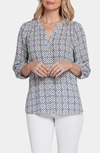 Nydj High-low Crepe Blouse In Early Bird