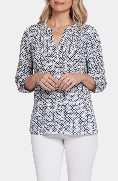 Nydj High-low Crepe Blouse In Early Bird