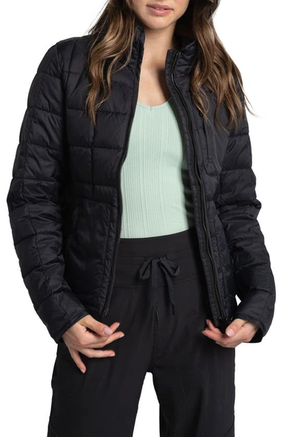 Lole Daily Water Repellent Quilted Stand Collar Jacket In Black Beauty