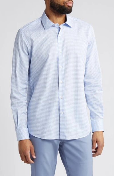 Scott Barber Dobby Micro Pattern Button-up Shirt In Sky