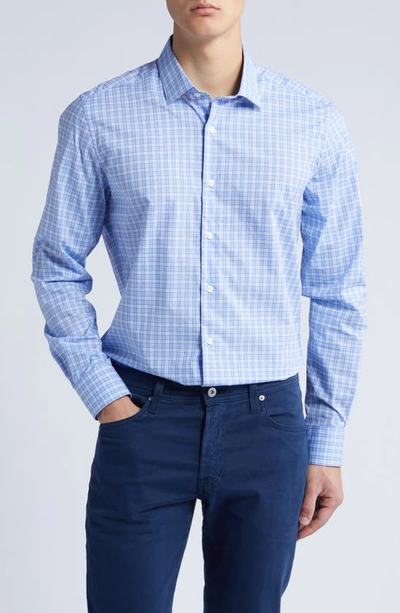 Scott Barber Check Cotton Button-up Shirt In Sky