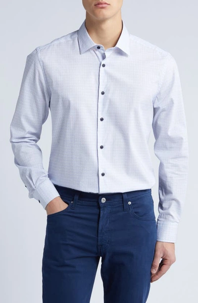 Scott Barber Dobby Micropattern Textured Button-up Shirt In White