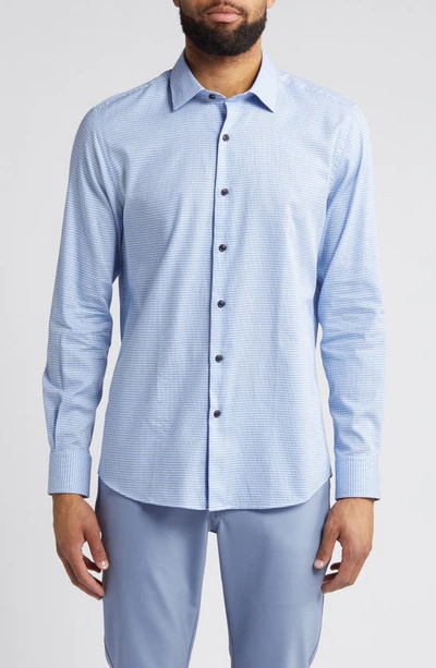Scott Barber Dobby Micro Pattern Button-up Shirt In Blue