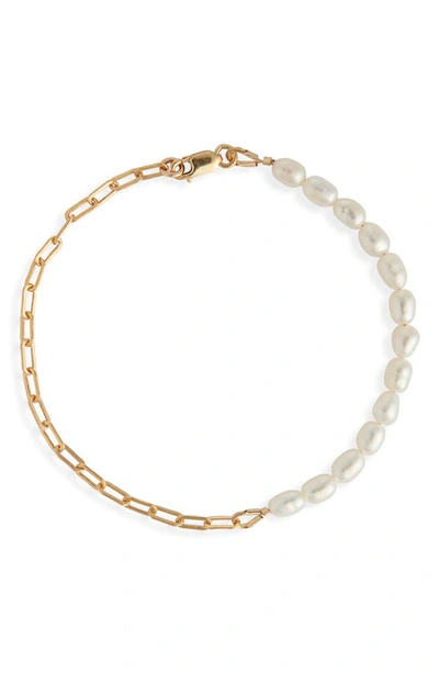 Nashelle Unity Genuine Freshwater Seed Pearl & Open Link Bracelet In Multi