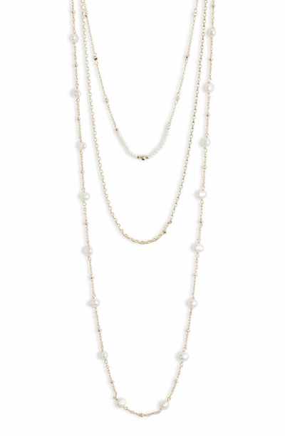 Kendra Scott Scarlet Imitation Pearl Layer Necklace In Gold White Pearl