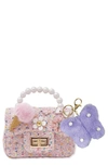 Hot Focus Kids' Rainbow Tweed Tiny Mini Crossbody Bag In Pink Multi
