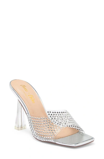 Chase & Chloe Rhinestone Clear Sandal In Silver Metallic