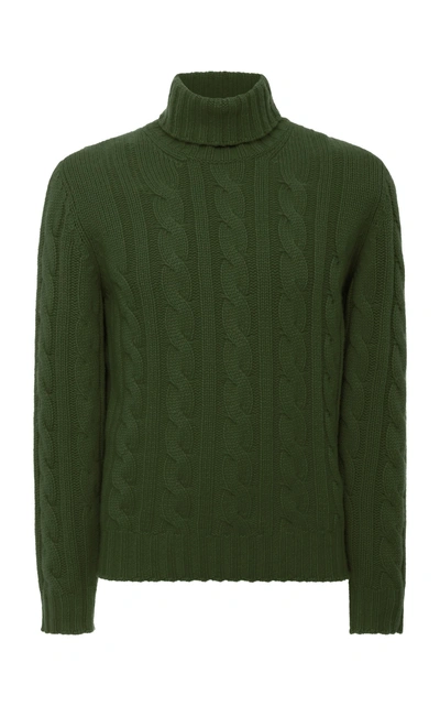 Fioroni Cable-knit Cashmere Turtleneck Sweater In Green