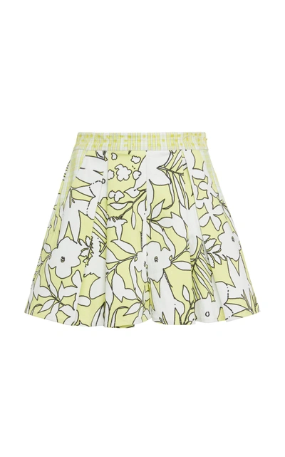 Rococo Sand Floral Mini Shorts In Yellow