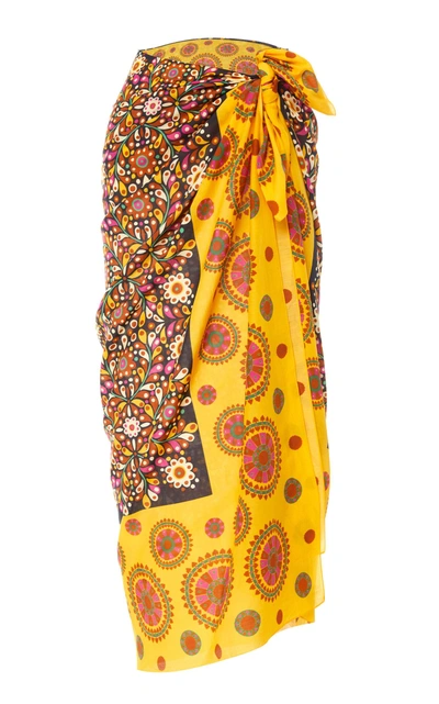 La Doublej Printed Scarf Sarong In Yellow