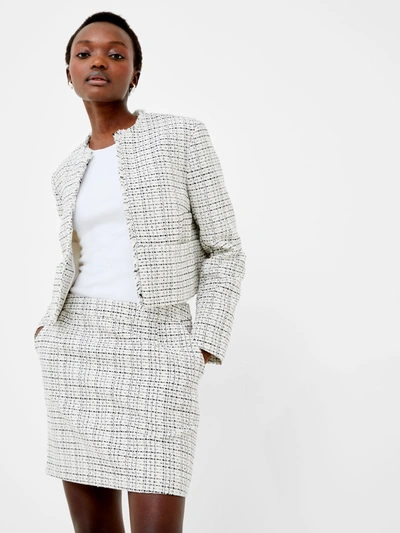 French Connection Effie Boucle Collarless Blazer Classic Cream/blacko In Light Blue