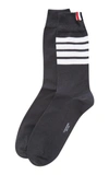 Thom Browne Mid-calf Striped Socks In Grey