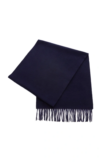Begg & Co Large Arran Cashmere Scarf  In Navy