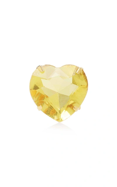 Mordekai Crystal Heart Ring In Yellow