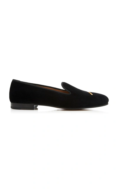 Stubbs & Wootton Exclusive Cigarette And Scotch Velvet Slippers In Black
