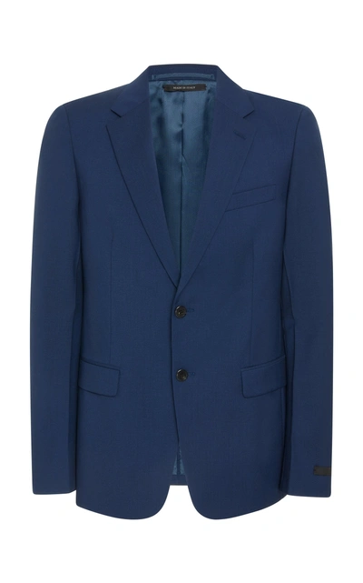 Prada Notched Lapel Wool-blend Suit In Blue
