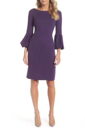 purple bell sleeve dress