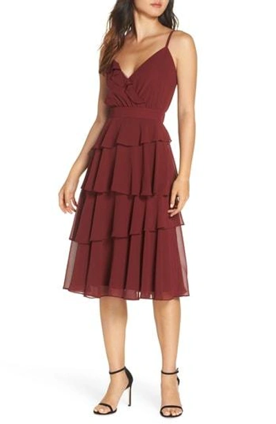 Ali & Jay Love Is All Around Ruffle Tiered Dress In Maroon