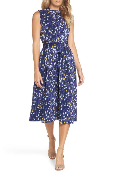 Leota Mindy Shirred Midi Dress In Woodberry