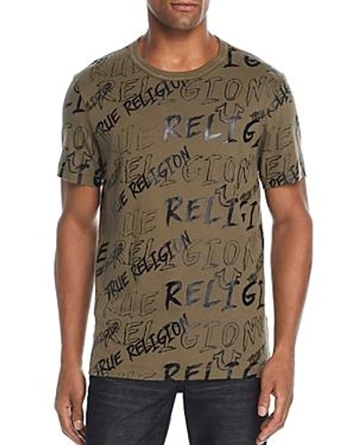 True Religion Men's Logo Mania Short-sleeve T-shirt In Militant Green