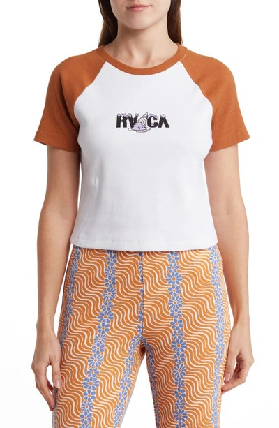 Rvca Melted Graphic Crop Top In White