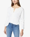 Sanctuary Sienna Split-neck Contrast Top In Heather Salt