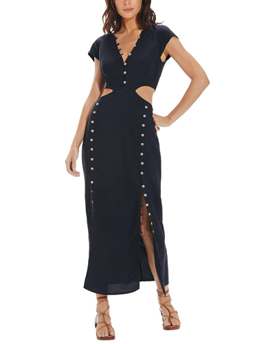 Vix Angelina Detail Linen-blend Dress In Black