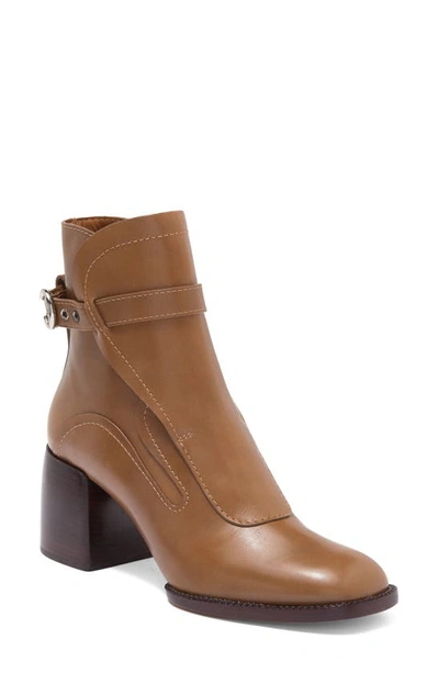 Chloé Gaile Belted Bootie In Cement Brown