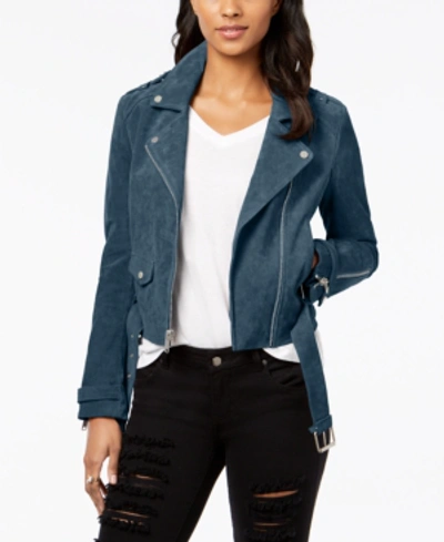 Marc New York Suede Moto Jacket In Storm Blue
