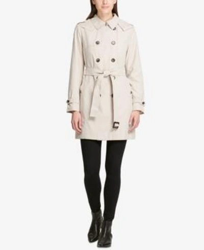 Dkny Double-breasted Trench Coat, Created For Macy's In Champagne