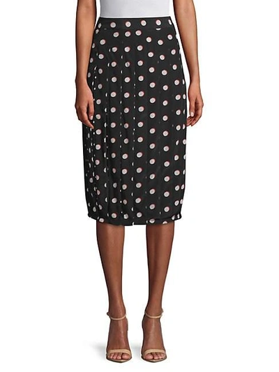 Marc Jacobs Polka Dot Silk Knee-length Skirt In Black Multi