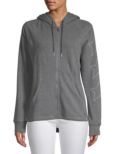 Marc New York Star Embroidered Full Zip Hoodie In Grey