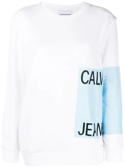 Ck Jeans Logo Print Sweatshirt In White