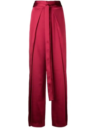 Rouge Margaux Tie Fastening Palazzo Pants In Red
