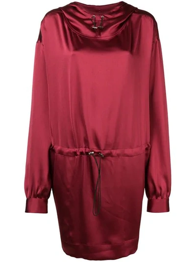 Rouge Margaux Drawstring Hooded Top In Red