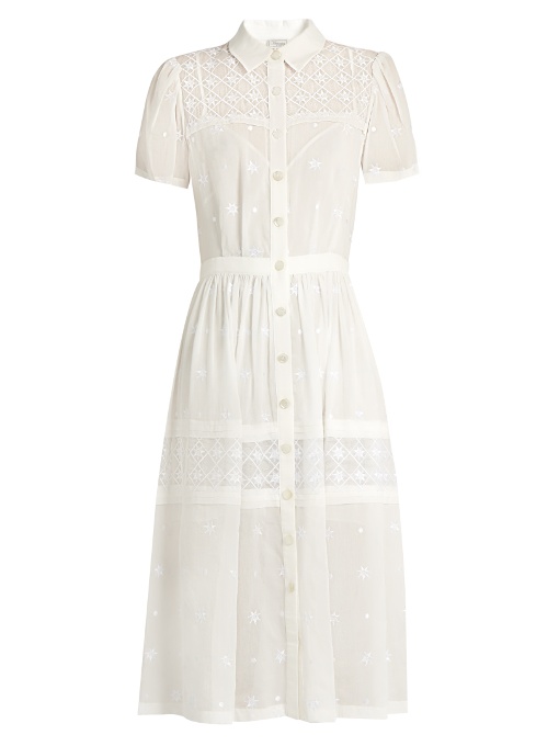 Temperley London Etta Embroidered Cotton And Silk-blend Dress In White ...