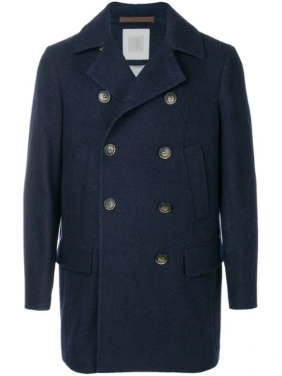 Eleventy Double-breasted Buttoned Coat In Dark Blue