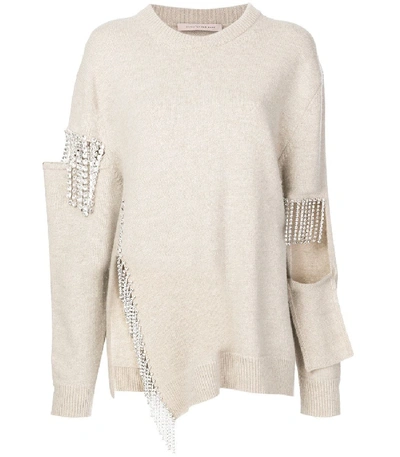 Christopher Kane Neutral Crystal Cut Out Knit Jumper