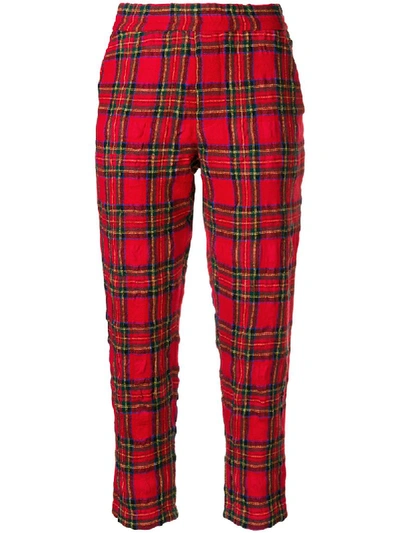 R13 Tartan Cropped Trousers In Red