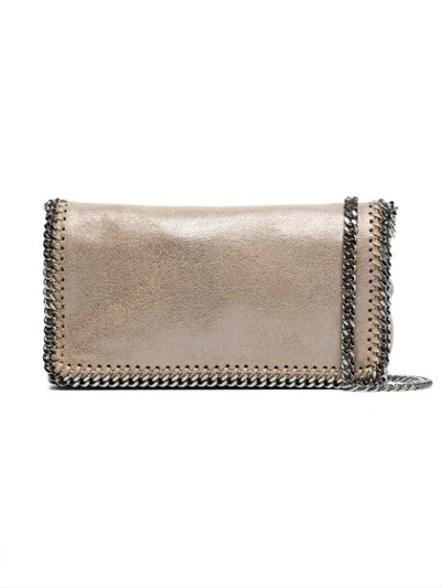 Stella Mccartney Beige And Silver Metallic Falabella Crossbody Bag In Neutrals