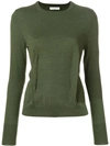 Jw Anderson Khaki Crew-neck Jumper With Dart Detailing In Green