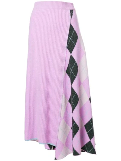 Pringle Of Scotland Long Argyle Intarsia Skirt - Pink