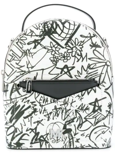Michael Michael Kors Graffiti Backpack In White