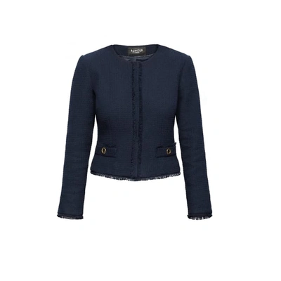 Rumour London Gabrielle Navy Tweed Jacket With Fringing Detail