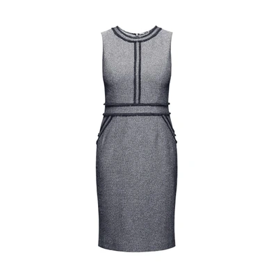 Rumour London Eloise Navy Cotton Tweed Dress With Fringed Detail